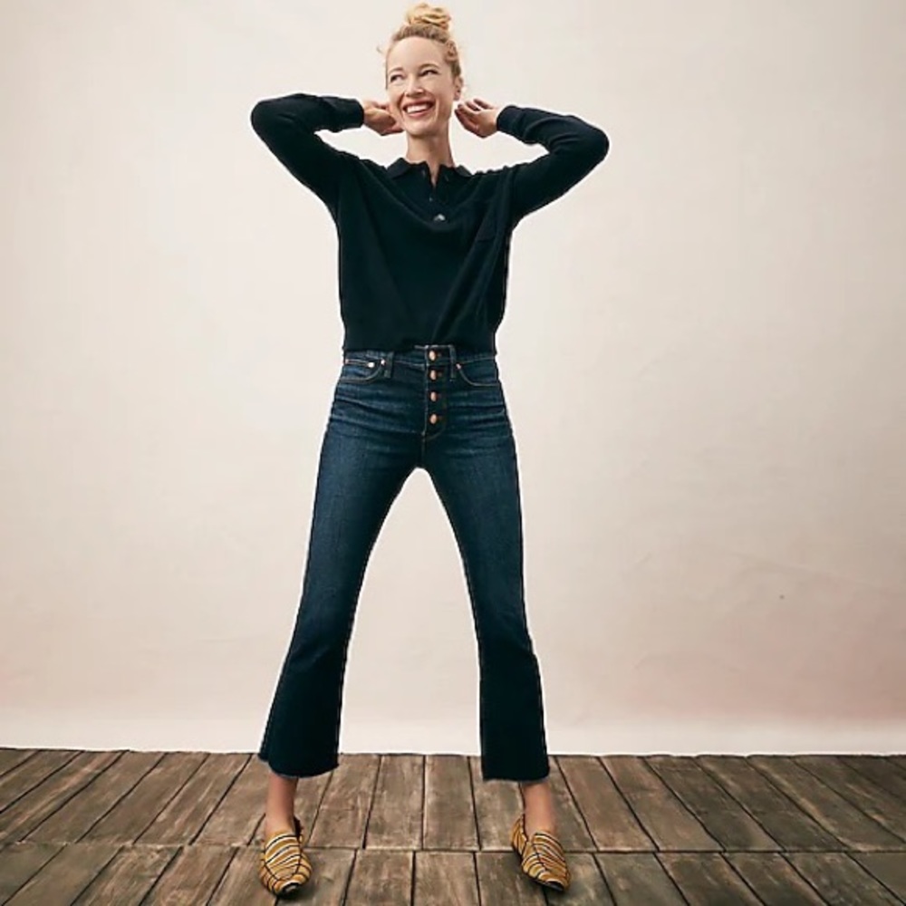 J crew 10” Billie Demi boot crop in blue wash( best selling )